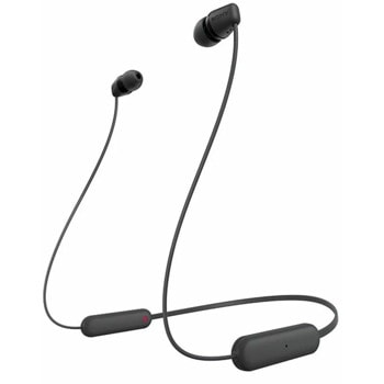 Слушалки Sony WI-C100, безжични, Bluetooth, микрофон, до 15 часа време на работа, тип "тапи", черни | JAR Computers Sony WI-C100 Black