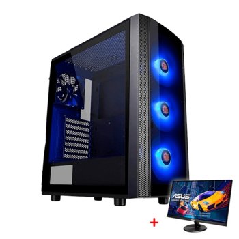 Настолен компютър PC "Asus TUF" в комплект с монитор ASUS VP249QGR, шестядрен Zen 2 AMD Ryzen 5 3600X 3.8/4.4Hz, NVIDIA GeForce GTX 1660 SUPER 6GB (DP/HDMI/DVI), 16GB DDR4, 1TB HDD & 256GB SSD, USB 3.1 (Gen2), Free DOS | JAR Computers Asus TUF