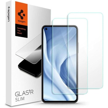 Протектор от закалено стъкло /Tempered Glass/ Spigen Tempered Glass GLAS.tR Slim, за Xiaomi Mi 11 Lite, Mi 11 Lite 5G, 2 броя | JAR Computers Spigen GLAS.tR Slim Xiaomi Mi 11 Lite/5G AGL03048