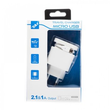 TELLUR dual USB+MicroUSB кабел, U2000 - 2.1A, бял