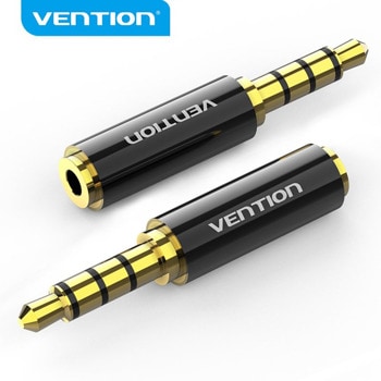 Преходник Vention BFBB0, от 3.5mm Jack(м) към 2.5mm Jack(ж), позлатени конектори, черен | JAR Computers Vention адаптер BFBB0