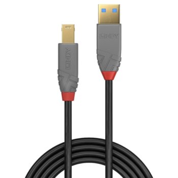 Кабел Lindy Anthra Line, от USB Type-A 3.0 (м) към USB Type-B 3.0 (м), 1.0 м, черен | JAR Computers USB A 3.0 (м) към USB B 3.0 (м) 1.0 м LNY-36741