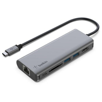 Докинг станция Belkin Connect 6-in-1 Multiport Hub, от USB C към 2x USB A, 1x USB C, 1x HDMI 4K, 1x RJ-45, 1x SD четец, тъмносива | JAR Computers Belkin Connect 6-in-1 Multiport Hub AVC008btSGY