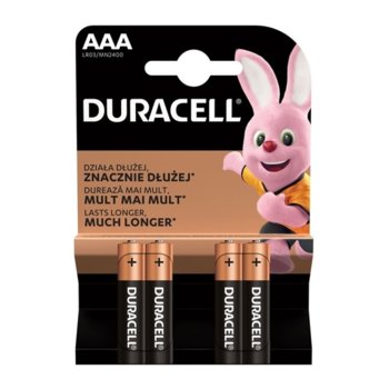 Батерия алкална Duracell, AAA, LR03, 1.5V, 4 бр. image