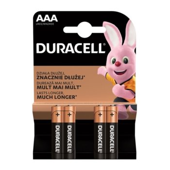 Батерия алкална Duracell, AAA, LR03, 1.5V, 4 бр. | JAR Computers Duracell AAA LR03 1.5V 4 pcs