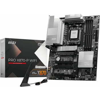 Дънна платка MSI PRO X870-P WIFI, X870, AM5, DDR5, PCI-E 5.0 (HDMI&USB4), 4x SATA 6Gb/s, 3x M.2 slots, 1x USB4, 1x USB 3.2 Gen 2x2 Type-C, 5GbE LAN, Wi-Fi 7, Bluetooth 5.4, ATX | JAR Computers MSI PRO X870-P WIFI