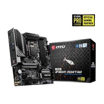 Дънна платка MSI MAG B460M MORTAR, B460, LGA1200, DDR4, PCI-E 3.0, (DisplayPort&HDMI), (CF), 6x SATA 6Gb/s, 2x M.2, 1x USB 3.2 Gen 1 Type-C, mATX, Retail | JAR Computers MSI MAG_B460M_MORTAR