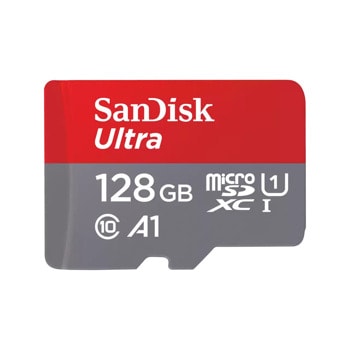 Карта памет 128GB microSDXC, с SD адаптер, SanDisk Ultra, Class 10 UHS-I U1, скорост на четене до 140Mb/s image