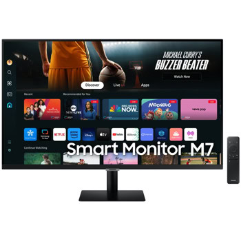 Монитор Samsung Smart Monitor M7 LS-32DM702U (2024), 32" (81.28cm) VA панел, 4K/UHD, 4ms, HDR10, 300cd/m2, HDMI, USB Hub, Wi-Fi, Bluetooth | JAR Computers Samsung M7 M70D LS32DM702UUXDU