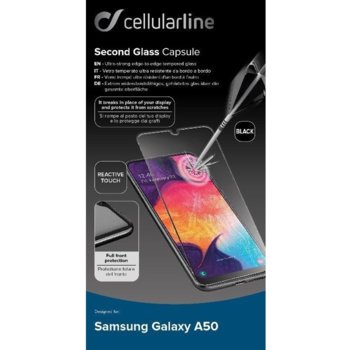 Cellular Line стъкло за Samsung Galaxy A50 Черно