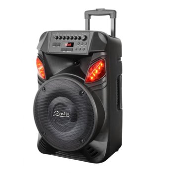 Тонколона Zephyr ZP 9999 B12, 300W, 12 инча, Bluetooth, AUX, USB, SD Card, 2 микрофона, безжична, черна, караоке | JAR Computers Zephyr ZP 9999 B12