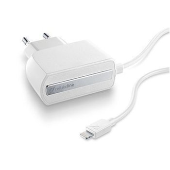 Зарядно устройство Cellularline 1684, от контакт към Lightning(м), 12V/0.6A, бяло | JAR Computers Cellularline IT1684 iPhone 220V Lightning