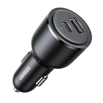 Зарядно устройство Ugreen 35023, за кола, от автомобилна запалка към 1x USB C(ж), 1x USB A(ж), 12V/1.5A, черно, 63W | JAR Computers Ugreen 35023