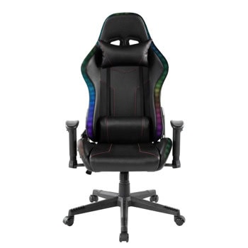 Геймърски стол RFG West, до 130kg, лумбална опора, RGB подсветка, черен | JAR Computers RFG West