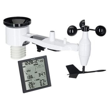 Електронна метеостанция Levenhuk Wezzer PRO LP310, включен 1 бр. безжичен 5-в-1 дистанционен сензор, монохромен екран, термометър, барометър, влагомер, дъждомер, анемометър, часовник, будилник, календар, черна | JAR Computers Levenhuk Wezzer PRO LP310