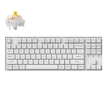 Клавиатура Keychron K8 Pro White QMK/VIA TKL (K8P-P4), механична, Hot-Swappable K Pro Banana суичове, безжична, гейминг, RGB подсветка, Plastic Frame, бяла, USB, Bluetooth | JAR Computers Keychron K8 Pro White QMK/VIA TKL K8P-P4