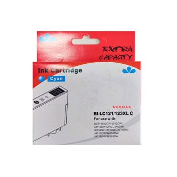 Касета за Brother MFC J470DW/J650DW/J870DW/J4410DW/J4510DW/J4610DW/J4710DW/J6920DW/J132W, DCP J552DW/J752DW/J4110DW - Cyan - BI-LC123XLC - Neomax - Неоригинална, Заб.: 10 ml капацитет | JAR Computers Касета за Brother BI-LC123XLC