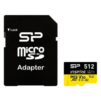 Карта памет 512GB microSDXC с адаптер, Silicon Power Inspire, Class 10, UHS-I, скорост на четене до 170MB/s, скорост на запис до 150MB/s | JAR Computers Silicon Power Inspire 512GB MicroSDXC+ Adapter