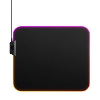 Подложка за мишка SteelSeries QcK Prism Cloth Medium, гейминг, със RGB подсветка, 320 mm x 270 mm x 4 mm, черна image