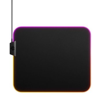 Подложка за мишка SteelSeries QcK Prism Cloth Medium, гейминг, със RGB подсветка, 320 mm x 270 mm x 4 mm, черна | JAR Computers SteelSeries QcK Prism Cloth Medium RGB