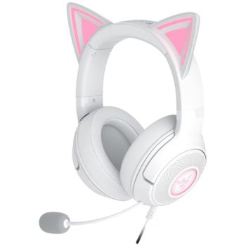 Слушалки Razer Kraken Kitty Edition V2 White (RZ04-04730600-R3M1), микрофон, USB, гейминг, подсветка, бели | JAR Computers Razer - Kraken Kitty V2 White RZ04-04730600-R3M1