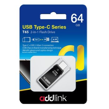 Памет 64GB USB Flash Drive, Addlink T65, USB 3.1, черна | JAR Computers Addlink T65 64GB USB Flash Drive ad64GBT65G3