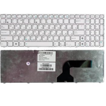 Клавиатура за лаптоп Asus съвместима със серия N60, N61, N70, N71, K53, White Frame, White, US / UK | JAR Computers Клавиатура за лаптоп Asus N60 N61 N70 N71