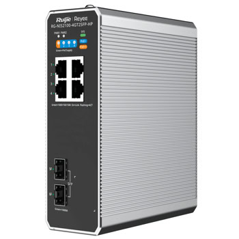 Индустриален суич Ruijie RG-NIS2100-4GT2SFP-HP, 1000Mbps, 6 порта, 1x 10/100/1000Mbps RJ45 (PoE++), 3x 10/100/1000Mbps RJ45 (PoE+), 2x 1Gbs SFP | JAR Computers Ruijie RG-NIS2100-4GT2SFP-HP