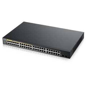 Суич ZyXEL GS1900-48HP-V2, 1000Mbps, 48 порта, 24x 10/100/1000 BASE-T, 24x 10/100/1000 BASE-T(PoE), 2x SFP | JAR Computers Zyxel GS1900-48HP v2 GS190048HPV2-EU0101F