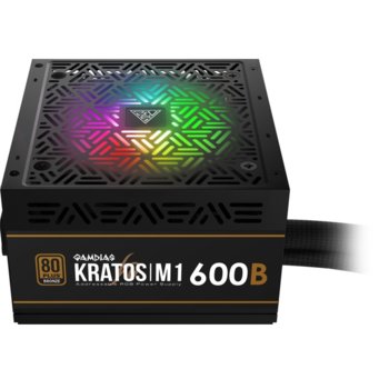 Захранване Gamdias KRATOS M1-600B, 600W, Active PFC, 80 Plus Bronze, 120 mm RGB вентилатор | JAR Computers Gamdias PSU 600W RGB KRATOS M1-600B