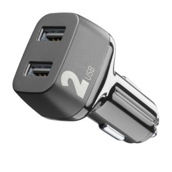 Зарядно устройство за кола Cellularline Multipower 2, от автомобилна запалка към 2x USB, 5/12W, черно | JAR Computers Бързо зарядно за кола Multipower 2
