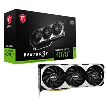 Видео карта Nvidia GF RTX 4070 Ti, 12GB, MSI VENTUS 3X OC, PCI-E 4.0, GDDR6X, 192-bit, DisplayPort, HDMI | JAR Computers MSI RTX 4070 Ti VENTUS 3X 12G OC