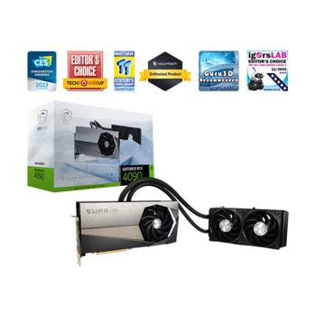 Видео карта Nvidia GF RTX 4090, 24GB, MSI SUPRIM LIQUID X, PCI-E 4.0, GDDR6X, 384-bit, DisplayPort, HDMI | JAR Computers MSI GF RTX 4090 SUPRIM LIQUID X 24G