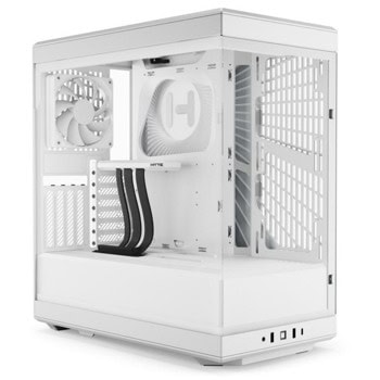 Кутия HYTE Y40 (HYTE Y40 White CS-HYTE-Y40-WW), ATX/MicroATX/ITX, 1x USB 3.2 Type-C, 2x USB 3.0, 2x 120mm вентилатора, с прозорец, бяла, без захранване | JAR Computers HYTE Y40 White CS-HYTE-Y40-WW