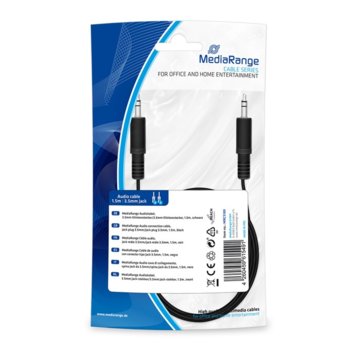 Кабел MediaRange MRCS189, от AUX(м) към AUX(м), 1.5m, черен | JAR Computers MediaRange MRCS189