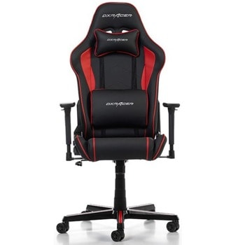 Геймърски стол DXRacer Prince P08-NR (GC-P08-NR-GX1), до 150kg, еко кожа, регулируеми подлакътници, коригиране височина, черен/червен | JAR Computers DXRacer Prince P08-NR GC-P08-NR-GX1