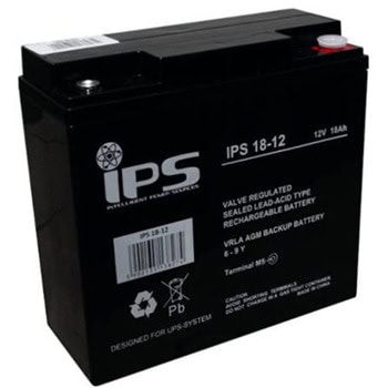 Акумулаторна батерия IPS 18-12, 12V, 18Ah, AGM, М5 конектори | JAR Computers IPS 18-12