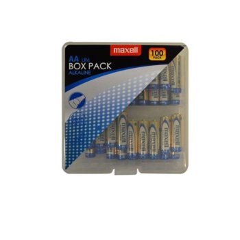 Батерии алкални, MAXELL, AA, LR6, 1.5V, 100 бр, в PVC кутия | JAR Computers Алкални батерии MAXELL LR6