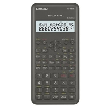 Калкулатор Casio FX-82 MS, 12 разряден дисплей, научен, 240 математически, хиперболични и инженерни функции и анализи, пластмасов калъф, черен | JAR Computers Casio FX-82 MS