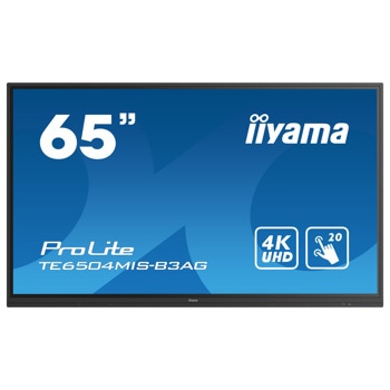 Интерактивен дисплей Iiyama TE6504MIS-B3AG, 65" (165.1 cm), 4K/UHD IPS LED тъч дисплей, HDMI, VGA, USB Hub, RS232, Bluetooth, Wi-fi, LAN image