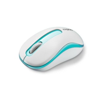 Мишка RAPOO M10 (RAPOO-17301), оптична (1000 dpi), безжична, 10м обхват, бялo/синя, USB image