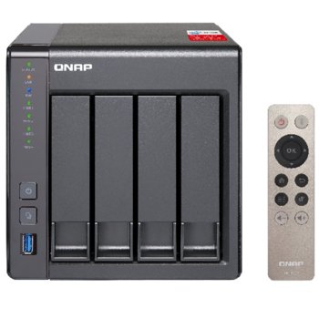 Мрежови диск (NAS) Qnap TS-451+-2G, четириядрен Intel Celeron 2.0/2.42GHz, без твърд диск (4x 2.5" or 3.5" SATA 6Gb/s, 3Gb/s HDD or SSD), 2GB DDR3L, 2x Lan1000, HDMI, 2x USB 3.0 | JAR Computers Qnap TS-451+-2G