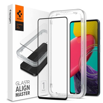 Протектор от закалено стъкло /Tempered Glass/ за Samsung Galaxy M53 5G, Spigen Glass.Tr Align Master Full Cover Tempered Glass, черен/прозрачен | JAR Computers Spigen Glass.Tr Align Master Galaxy M53 5G