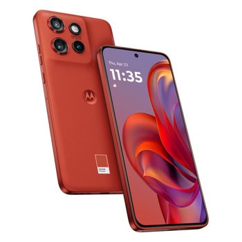 Смартфон Motorola Edge 50 Neo (червен), поддържа 2 SIM карти, 6.4" (16.26cm) LTPO pOLED HDR10+ 120Hz дисплей, осемядрен MediaTek Dimensity 7300 2.5GHz, 8GB RAM, 256GB Flash памет, 50 + 13 + 10 & 32 Mpix камери, Android, 171g | JAR Computers Motorola Edge 50 Neo 8GB/256GB Poinciana