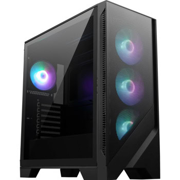 Кутия MSI MAG FORGE 320R AIRFLOW, ATX/Micro ATX/Mini-ITX, 2x USB 3.2 Gen 1 Type-A, 4x ARGB 120mm вентилатора, с прозорец, черна, без захранване | JAR Computers MSI MAG FORGE 320R AIRFLOW 306-7G23R24-HH9