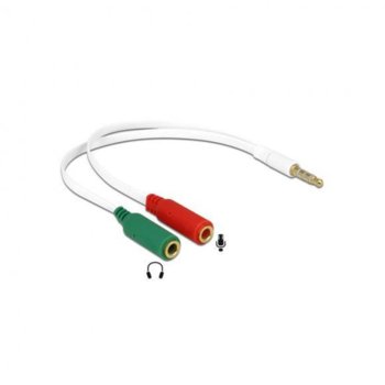 Кабел Royal CABLE-415 White, от 3.5mm жак(м) към 2x 3.5mm жак(ж), 0.2m, бял, позлатени конектори | JAR Computers Royal CABLE-415 White