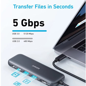 Anker 332 USB-C Hub (5-in-1) Black | JAR Computers Anker 332 USB-C Hub (5-in-1) Black