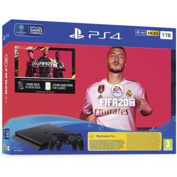 Конзола PlayStation 4 Slim 1TB в комплект с FIFA 20 и DualShock 4, черна | JAR Computers PS4 Slim 1TB + FIFA 20 + DualShock 4
