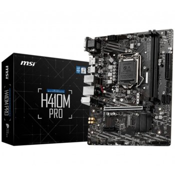 Дънна платка MSI H410M PRO, H410, LGA1200, DDR4, PCI-E 3.0 (HDMI/DVI/VGA), 4x SATA 6Gb/s, 1x M.2, 2x USB 3.2 Gen1, Micro ATX | JAR Computers MSI H410M PRO