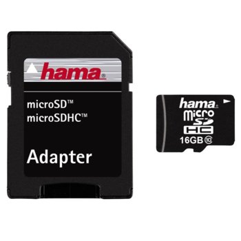 16GB microSDHC HAMA, Class10 преходник